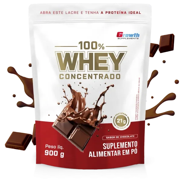 100% Whey Concentrado Growth Chocolate 900g