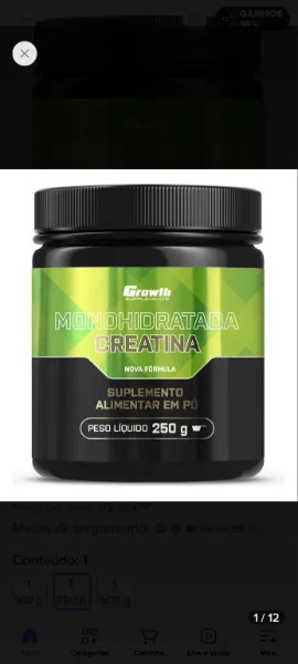 Creatina monohidratada Growth 250g