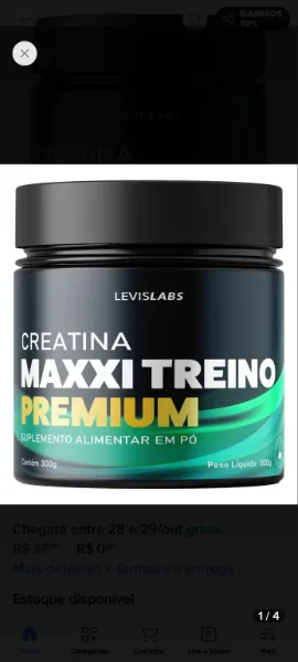 Creatina LevisLabs Maxxi Treino Premium 300g