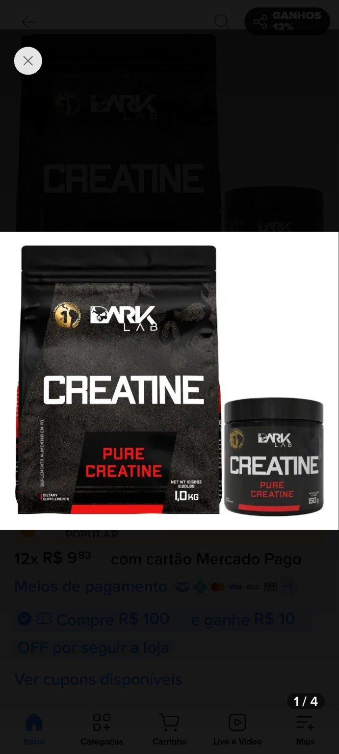 Kit Creatina Dark Lab 1kg mais 150g