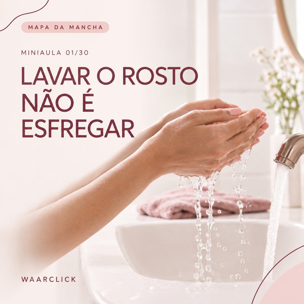 Imagem educativa WAARCLICK sobre lavagem gentil do rosto
